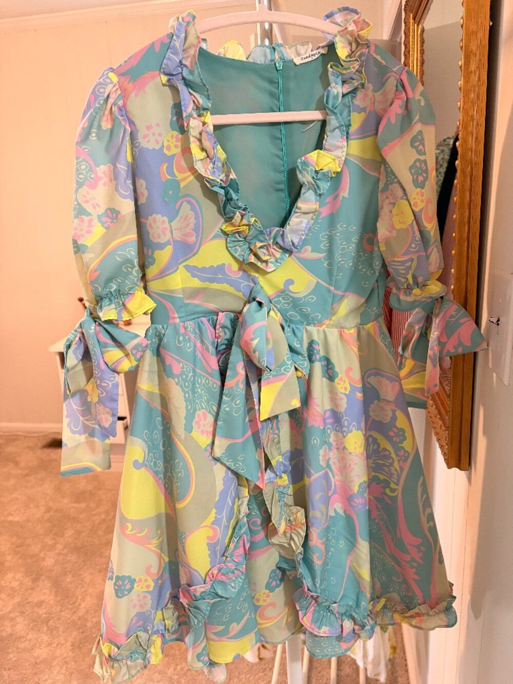 Sunday Up / Blue Door Boutique Paisley Dress Mini Bow